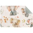 Cute Elephanats with Leaves Small Washable Are Rug, Indoor/Outdoor