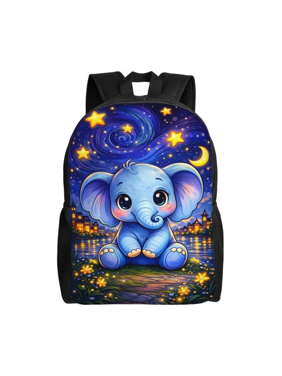Cute Elephant Backpack Full Front Print Travel Laptop Bag for Men and Women