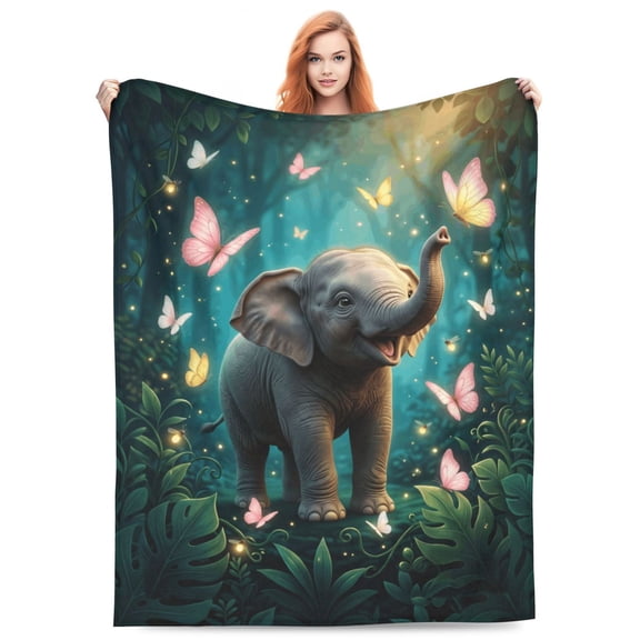 Cute Elephant Blanket, Soft Plush Animal Throw Blanket - Cozy Warm Stuff Blankets Elephant Gifts for Women Adults 50x40