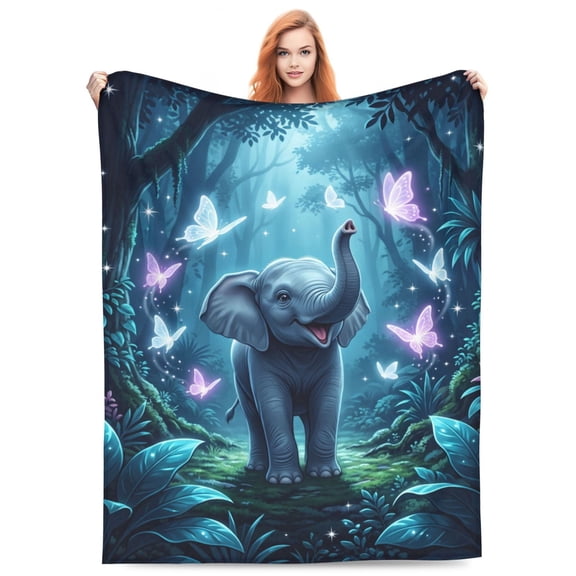 Cute Elephant Blanket, Soft Plush Animal Throw Blanket - Cozy Warm Stuff Blankets Elephant Gifts for Women Adults 50x40