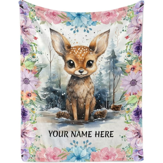 Cute Elephant Blankets and Throws, Customized Blanket with Name for Girl Women, Soft and Comfortable, 30" x 40 Inches