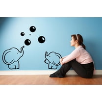 Cute Elephant Bubbles Elephants Cartoon Animal Wall Sticker Art Decal for Girls Boys Kids Room Bedroom Nursery Kindergarten House Fun Home Decor Stickers Wall Art Vinyl Decoration Size (27x30 inch)