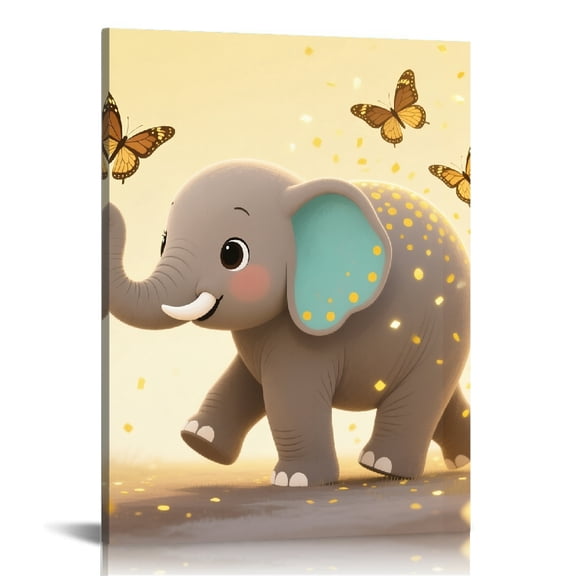 Cute Elephant Canvas Print, Canvas Wall Art, Canvas Prints Wall Art for Living Room Bathroom Bedroom Office
