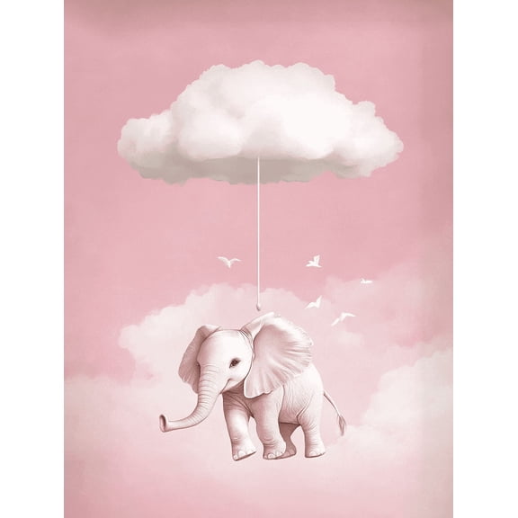Cute Elephant Cloud Canvas Print/Wall Art Perfect for Bedroom Living Room Nursery Office and Gallery Wall Decor.