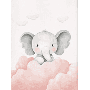 Cute Elephant Cloud Canvas Wall Art Perfect for Nursery Bedroom Living Room Bathroom and Office Decor.