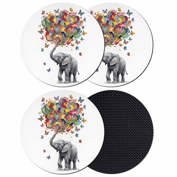 Cute Elephant Coasters Set of 4, Absorbent Coasters for Drinks, Modern Abstract Oil Painting Aesthetic Coaster for Desk Coffee Table Protection, Home Decor House Warming Gifts 4"