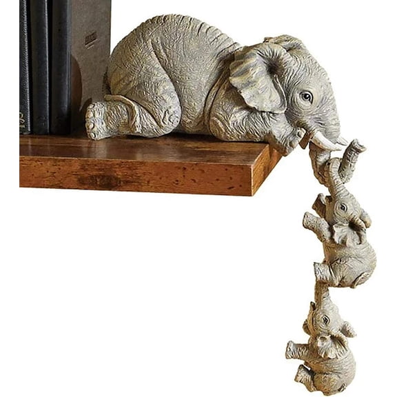 Cute Elephant Decor Statue -Mother and Two Babies Hanging Ornament Figurines for Table, Hand-Painted Collection Animal Resin Sculpture for Living Room, Bedroom Home Decor, 3.94x1.97x3.94 inches