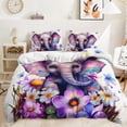 thumbnail image 1 of Cute Elephant Duvet Cover Set, Flower Elephant Bedding Set for Kids Boys Girls Bedroom Decor,3 Pieces Animal Theme Quilt Cover Set,1 Duvet Cover and 2 Pillowcases, 1 of 4