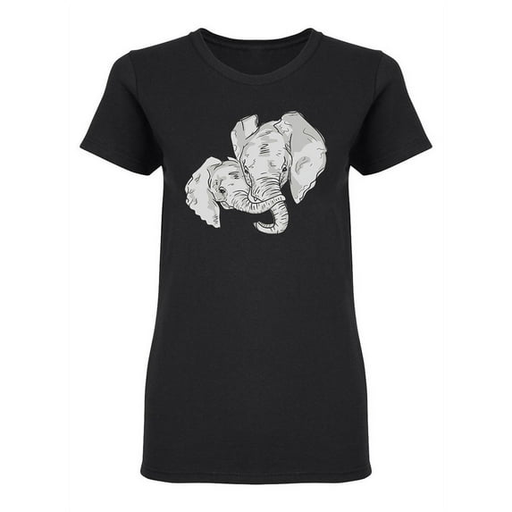 Cute Elephant Family Shaped T-Shirt Women -Image by Shutterstock, Female x-Large