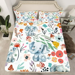 Cute Unicorn Fitted Sheet Mushroom Floral Twin Bed Sheets for Boys Cartoon Animal Sheets Watercolor Flowers Leaves Toddler Bedding Set for Girls Kids Children Kawaii Room Decor Walmart