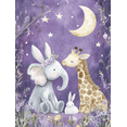 thumbnail image 1 of Cute Elephant Giraffe Rabbit Night Canvas Wall Art， Suitable for Bedroom，Living Room，Nursery，Kids Room，Playroom Decoration., 1 of 8