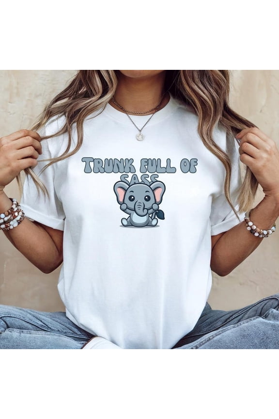 Cute Elephant Graphic Tee, Trunk Full of Fun T-Shirt, Animal Lover Gift, Cute Apparel for Kids and Adults, Great for Birthdays and Holidays