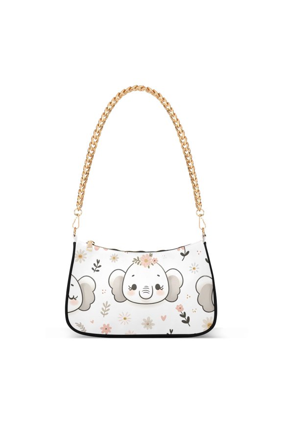 Cute Elephant Heads FaceWomen Small Shoulder Bag Crossbody Tote Hobo Bags Purse Clutch Handbags with Chain Strap for Women