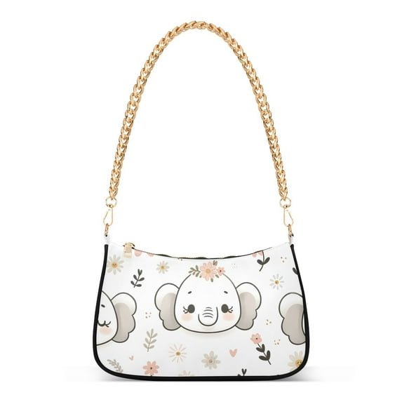 Cute Elephant Heads FaceWomen Small Shoulder Bag Crossbody Tote Hobo Bags Purse Clutch Handbags with Chain Strap for Women