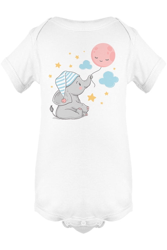 Cute Elephant In A Sleeping Cap Bodysuit Infant -Image by Shutterstock,  24 Months