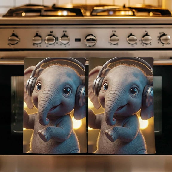 Cute Elephant Kitchen Towels Set of 1, Funny Abstract Animals Print Absorbent Dish Towels for Kitchen, Microfiber Hand Towel, Quick Drying Tea Towel for Cleaning Decorative Dishcloths