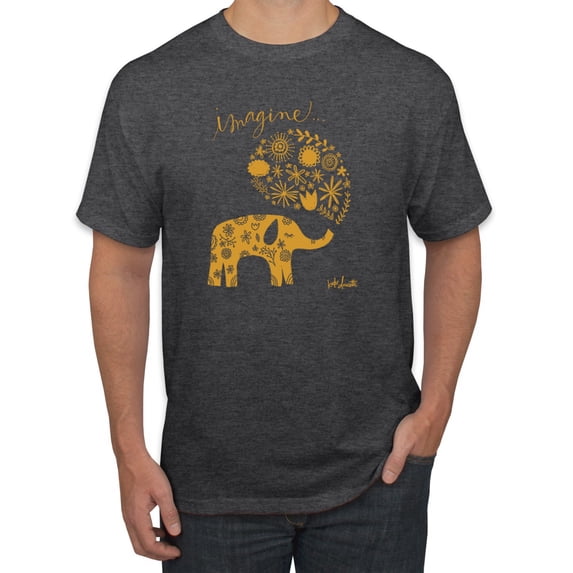 Cute Elephant Love Imagine Inspirational/Christian Men's Graphic T-Shirt, Heather Black, 4XL