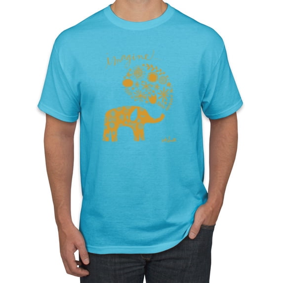 Cute Elephant Love Imagine Inspirational/Christian Men's Graphic T-Shirt, Light Turquoise, Large