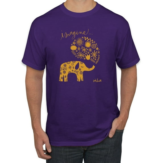 Cute Elephant Love Imagine Inspirational/Christian Men's Graphic T-Shirt, Purple, Large
