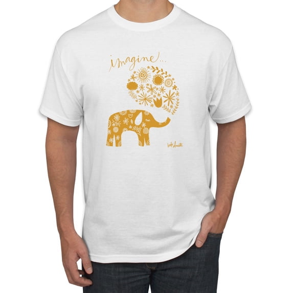 Cute Elephant Love Imagine Inspirational/Christian Men's Graphic T-Shirt, White, 3XL