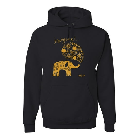 Cute Elephant Love Imagine Inspirational/Christian Unisex Graphic Hoodie Sweatshirt, Black, Small