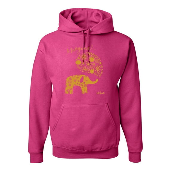 Cute Elephant Love Imagine Inspirational/Christian Unisex Graphic Hoodie Sweatshirt, Fuschia, 2XL