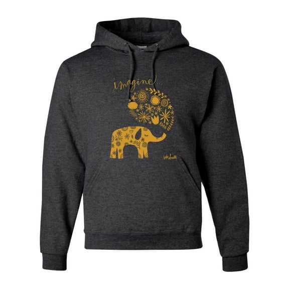 Cute Elephant Love Imagine Inspirational/Christian Unisex Graphic Hoodie Sweatshirt, Heather Black, Small