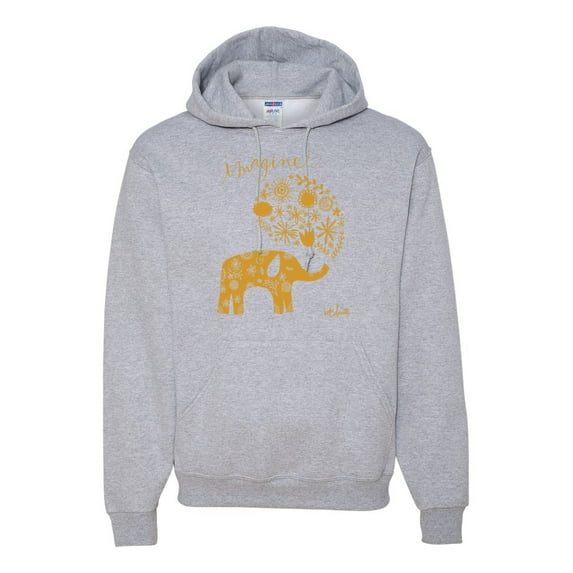Cute Elephant Love Imagine Inspirational/Christian Unisex Graphic Hoodie Sweatshirt, Heather Grey, 2XL