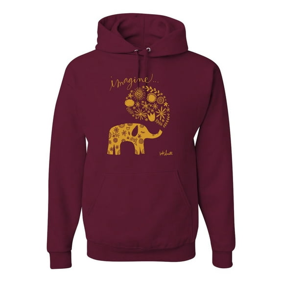 Cute Elephant Love Imagine Inspirational/Christian Unisex Graphic Hoodie Sweatshirt, Maroon, 3XL