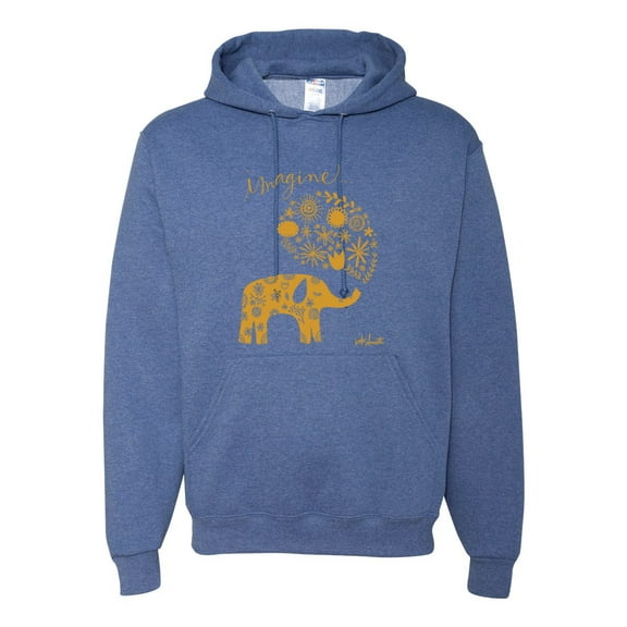 Cute Elephant Love Imagine Inspirational/Christian Unisex Graphic Hoodie Sweatshirt, Vintage Heather Blue, Large