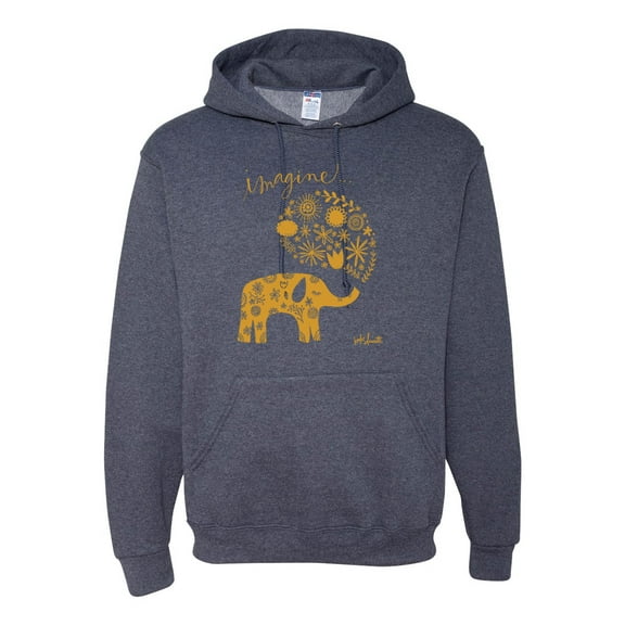 Cute Elephant Love Imagine Inspirational/Christian Unisex Graphic Hoodie Sweatshirt, Vintage Heather Navy, 3XL