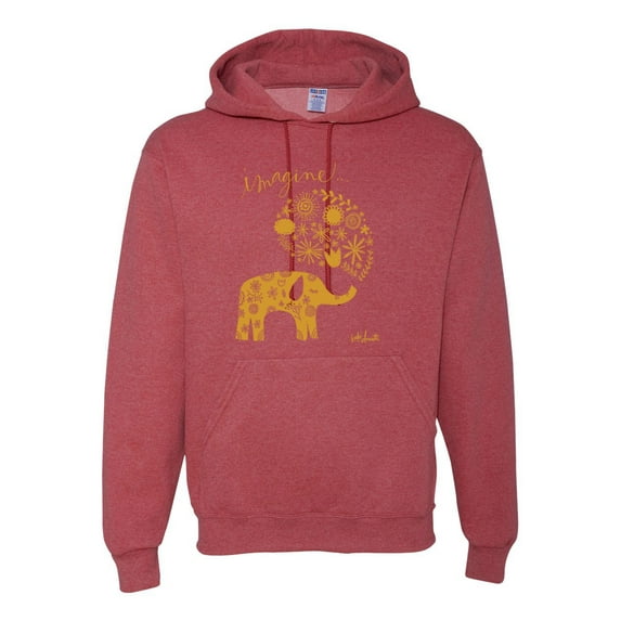 Cute Elephant Love Imagine Inspirational/Christian Unisex Graphic Hoodie Sweatshirt, Vintage Heather Red, Small