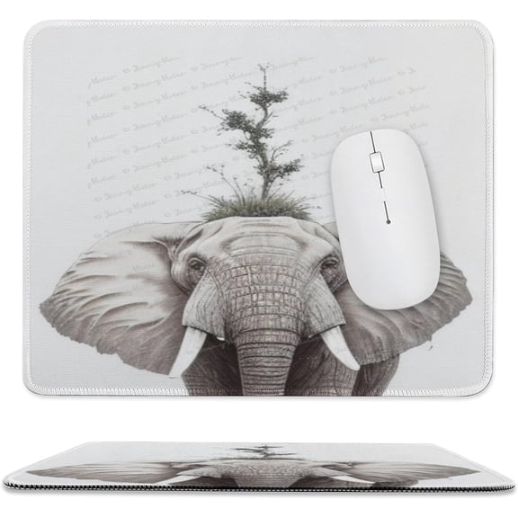 Cute Elephant Mouse Pad, Mouse Pads for Desk, Office Non-Slip Rubber Base Wireless Mouse Pad for Laptop, Cute Woodland Animal, Gifts for Women Girl Teens 10x12 Inch
