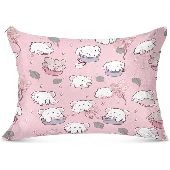 Cute Elephant Plush Pillowcase, Luxury Soft King Pillow Case for Hair and Skin, Standard Size Pillow Covers with Zipper Closure, 20x30in Home Decor Gifts