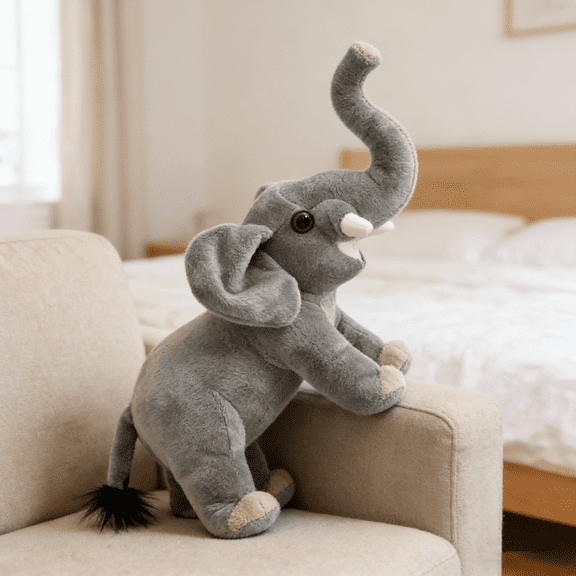 Cute Elephant Plush Stuffed Animal - Soft Toy Figure with Long Trunk and Floppy Ears for Kids and Collectors