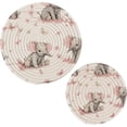 thumbnail image 1 of Cute Elephant Round Woven Potholders Set Trivets for Hot Dishe Heat Resistant Non-Slip Trivets for Cooking and Baking Kitchen Home Decor, 1 of 7