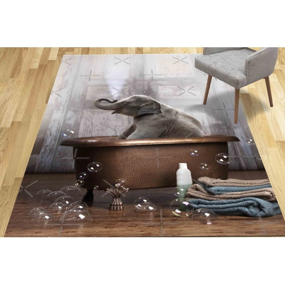 Cute Elephant Rug, Area Rug, Office Rug, Stair Rug, Hallway Rug, Animal Rug, Bathroom Rug, Large Rugs, Corridor Rugs, Decorative Rugs, 2.6'x6.5' - 80x200 cm