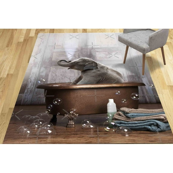 Cute Elephant Rug, Area Rug, Office Rug, Stair Rug, Hallway Rug, Animal Rug, Bathroom Rug, Large Rugs, Corridor Rugs, Decorative Rugs, 3.3'x9.2' - 100x280 cm