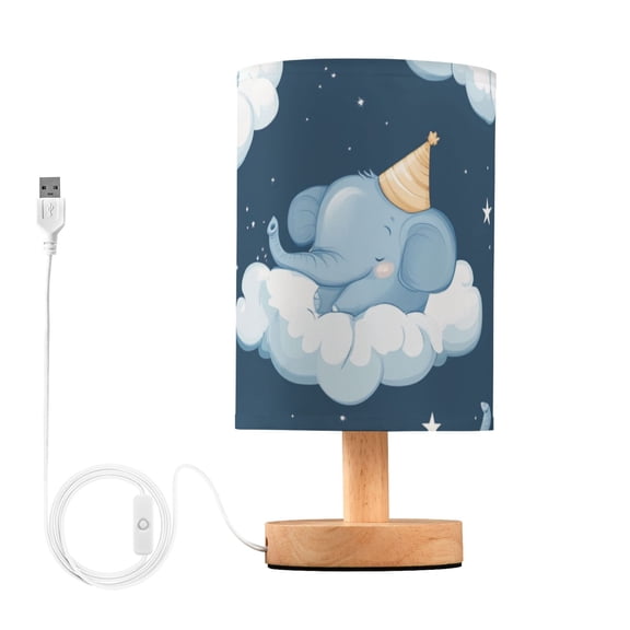 Cute Elephant Sleeping on Clouds Table Lamp with USB Port LED Warm Light Lamp Night Light Home Decor