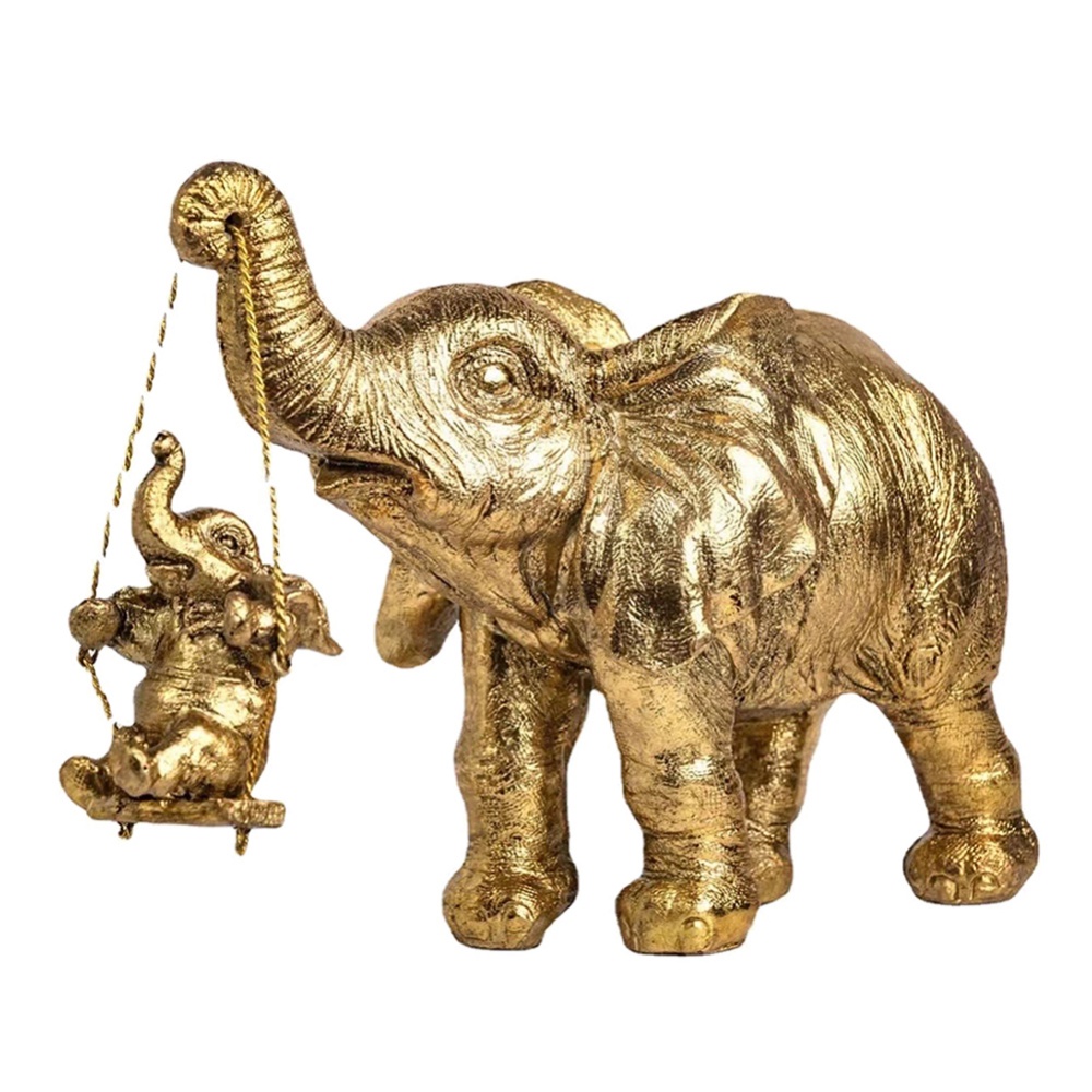 Cute Elephant Statue Cool Gold Elephant Brings Good Luck, Health