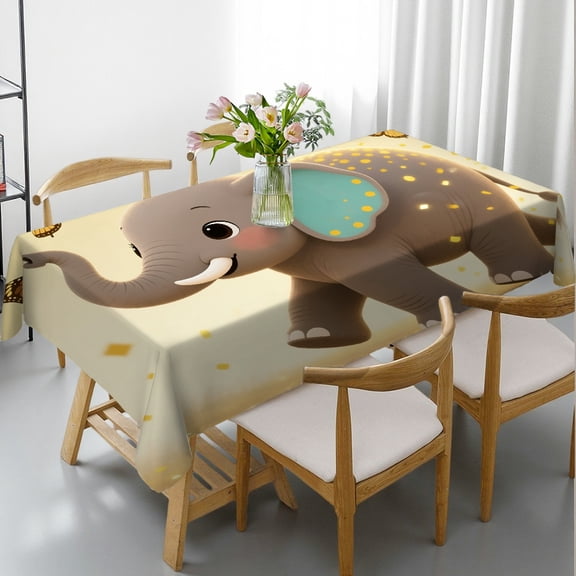 Cute Elephant Tablecloths rectangle , Kitchen Accessories - Festive Table Setting Rectangular Tablecloth, Cafe, dinner, brunch, buffet, picnic, party