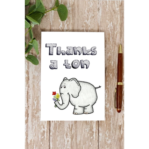 Cute Elephant Thank You Card Adorable Design with Flowers Blank Inside for Personalized Messages Ideal Gift for Appreciation, Gratitude, or Any Occasion