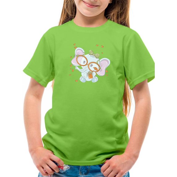 Cute Elephant W Glasses. T-Shirt Juniors -Image by Shutterstock, x-Small