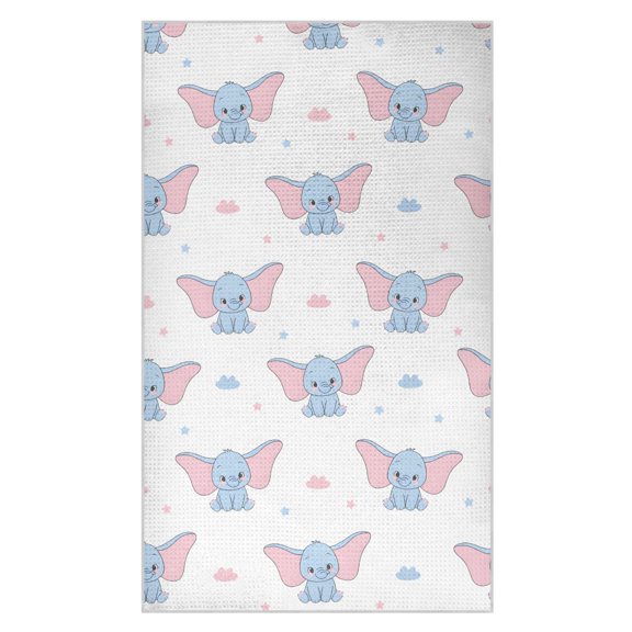 Cute Elephant Waffle Kitchen Towels 18x30 in Soft Absorbent Quick Dry Dishcloths