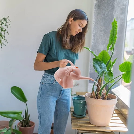 Cute Elephant Watering Can, Small Plastic Watering Kettle for Indoor Outdoor Garden, Eco-Friendly Durable Material, Portable Handle Design, Perfect for Potted Plants & Household Gardening