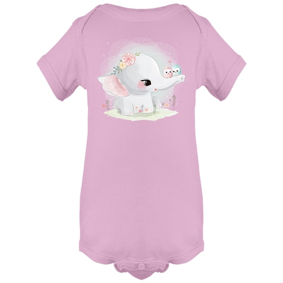 Cute Elephant With Birds Bodysuit Infant -Image by Shutterstock,  6 Months