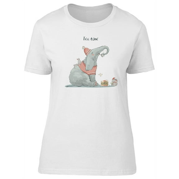 Cute Elephant With Little Hare T-Shirt Women -Image by Shutterstock, Female Large