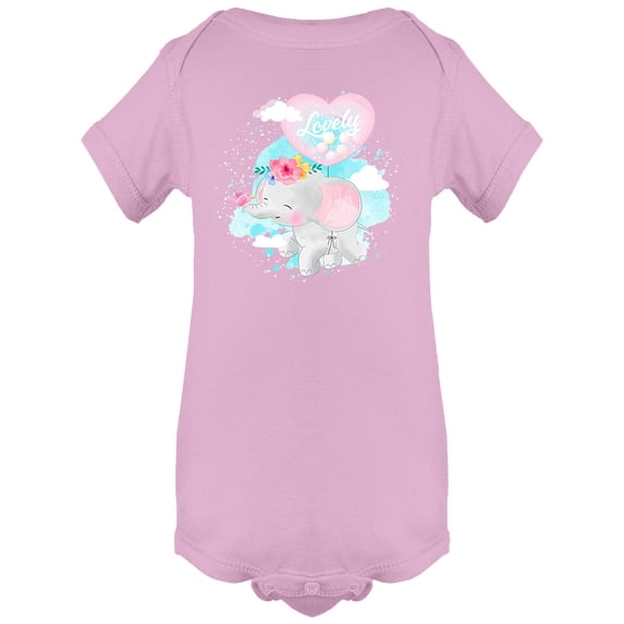 Cute Elephant With Love Balloon Bodysuit Infant -Image by Shutterstock, 24 Months