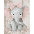 thumbnail image 1 of Cute Elephant with Bow Wall Art/Canvas Print， Perfect for Nursery Decor， Baby Girl Room Decor， Bedroom Decor， Living Room Decor， and Girls Room Decor, 1 of 8