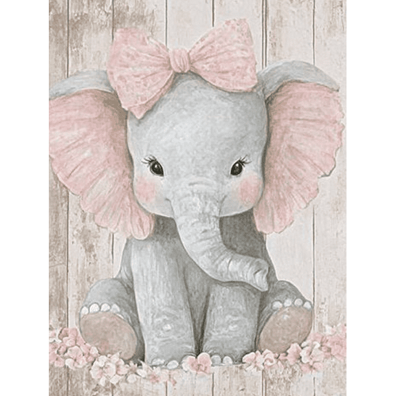 Cute Elephant with Bow Wall Art/Canvas Print Perfect for Nursery Decor Baby Girl Room Decor Bedroom Decor Living Room Decor and Girls Room Decor